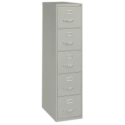 WorkPro® 26-1/2”D Vertical 5-Drawer File Cabinet, Light Gray