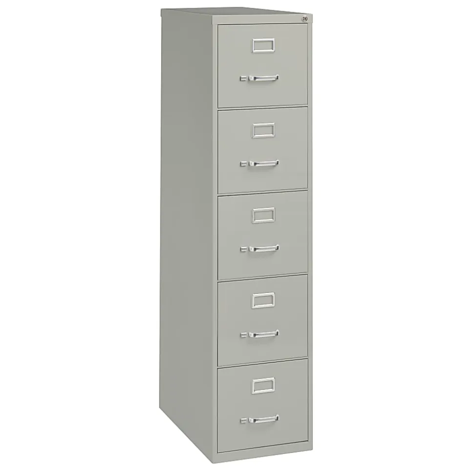 WorkPro® 26-1/2”D Vertical 5-Drawer File Cabinet, Light Gray