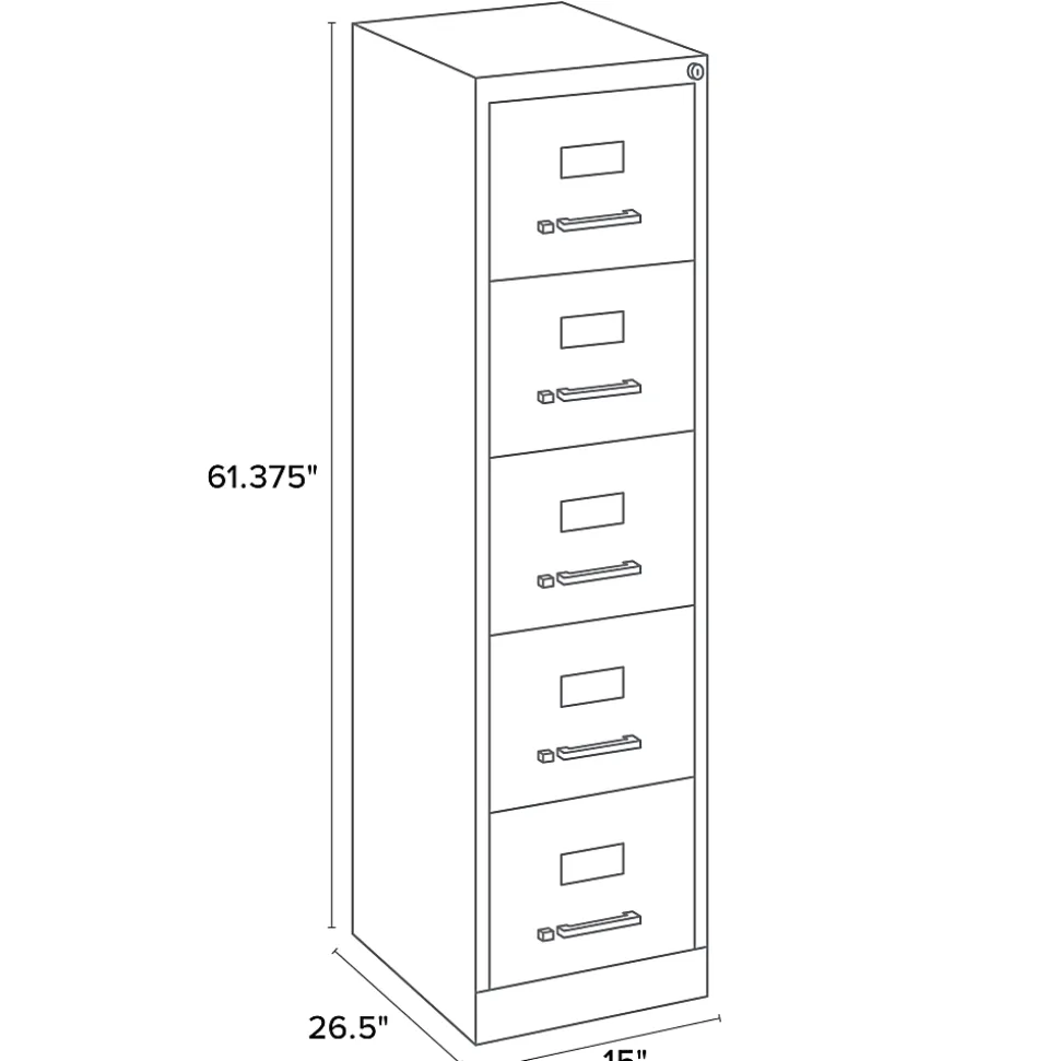 WorkPro® 26-1/2"D Vertical 5-Drawer File Cabinet, Putty