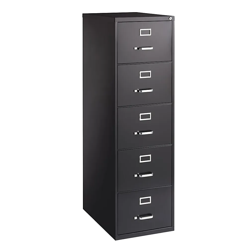 WorkPro® 26-1/2"D Vertical 5-Drawer Legal-Size File Cabinet, Black