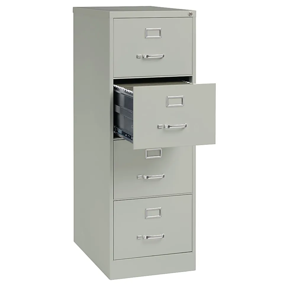 WorkPro® 26-1/2"D Vertical 4-Drawer Legal-Size File Cabinet, Light Gray