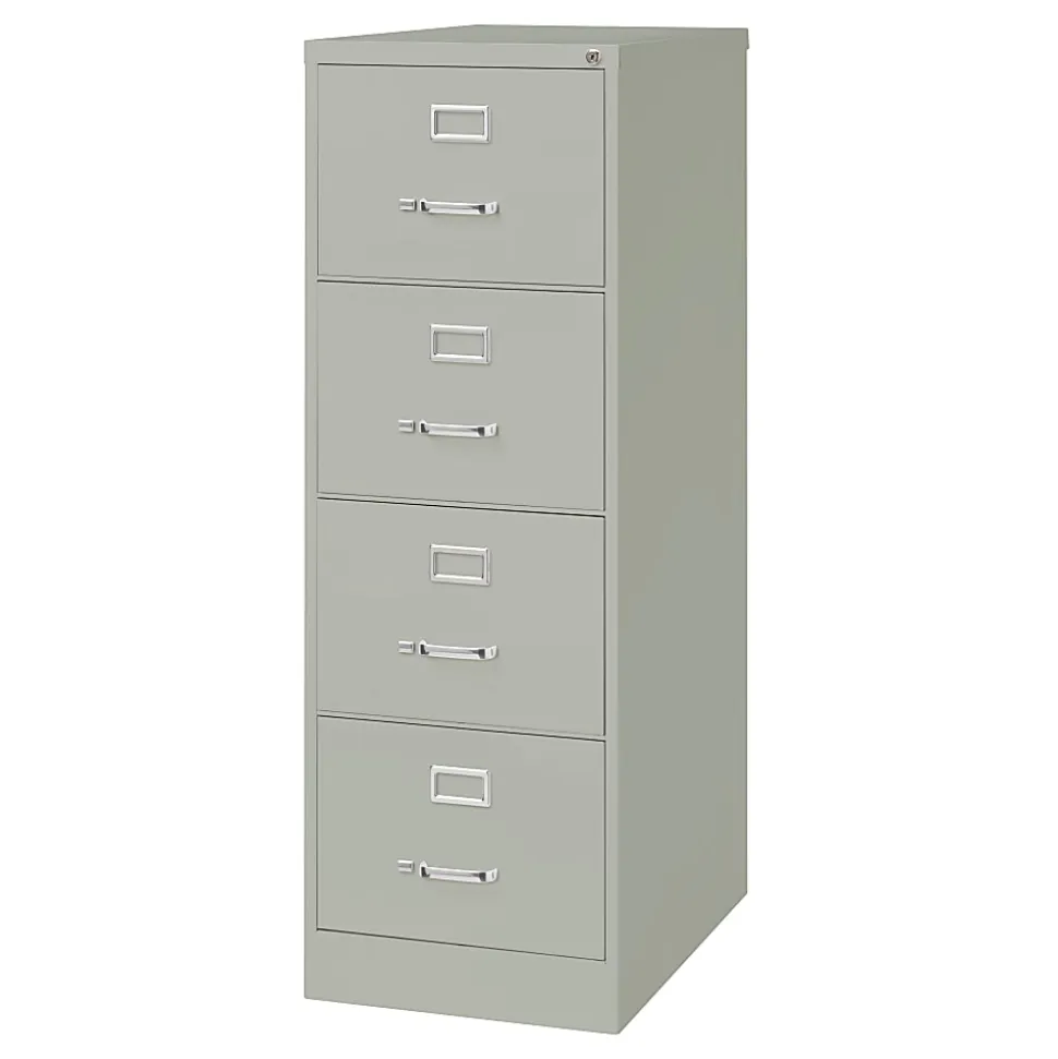 WorkPro® 26-1/2"D Vertical 4-Drawer Legal-Size File Cabinet, Light Gray