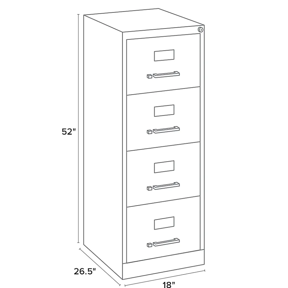 WorkPro® 26-1/2"D Vertical 4-Drawer Legal-Size File Cabinet, Light Gray