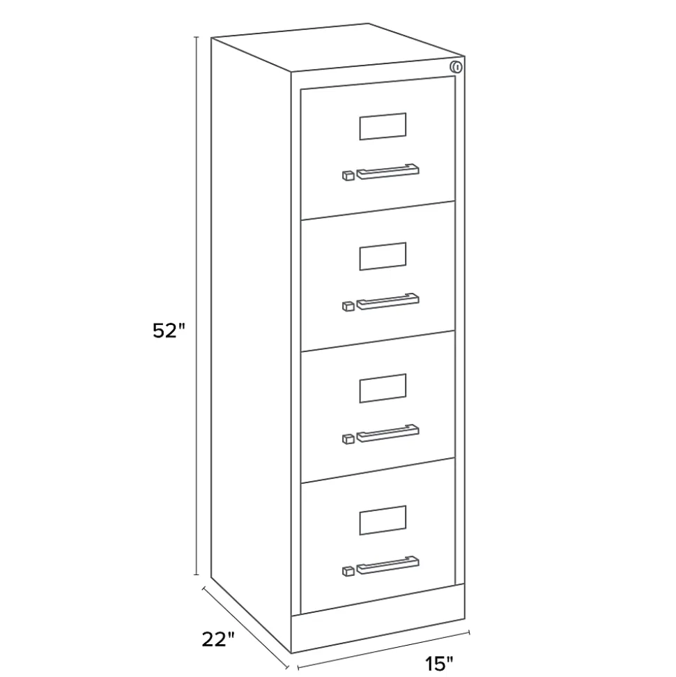 WorkPro 22"D Vertical 4-Drawer Letter-Size File Cabinet, Metal, Putty