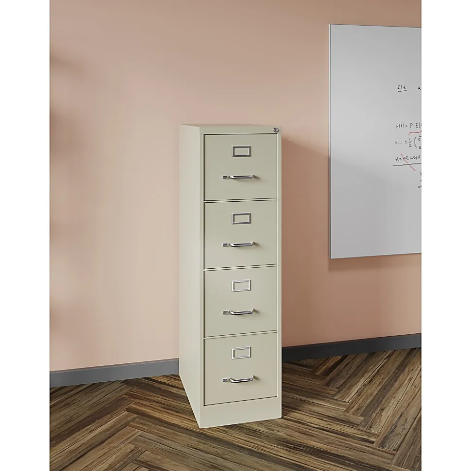 WorkPro 22"D Vertical 4-Drawer Letter-Size File Cabinet, Metal, Putty
