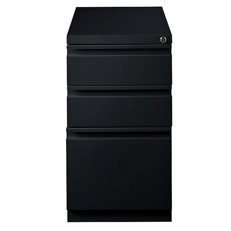 WorkPro 23"D Vertical 3-Drawer Letter-Size Mobile Pedestal File Cabinet, Metal, Black