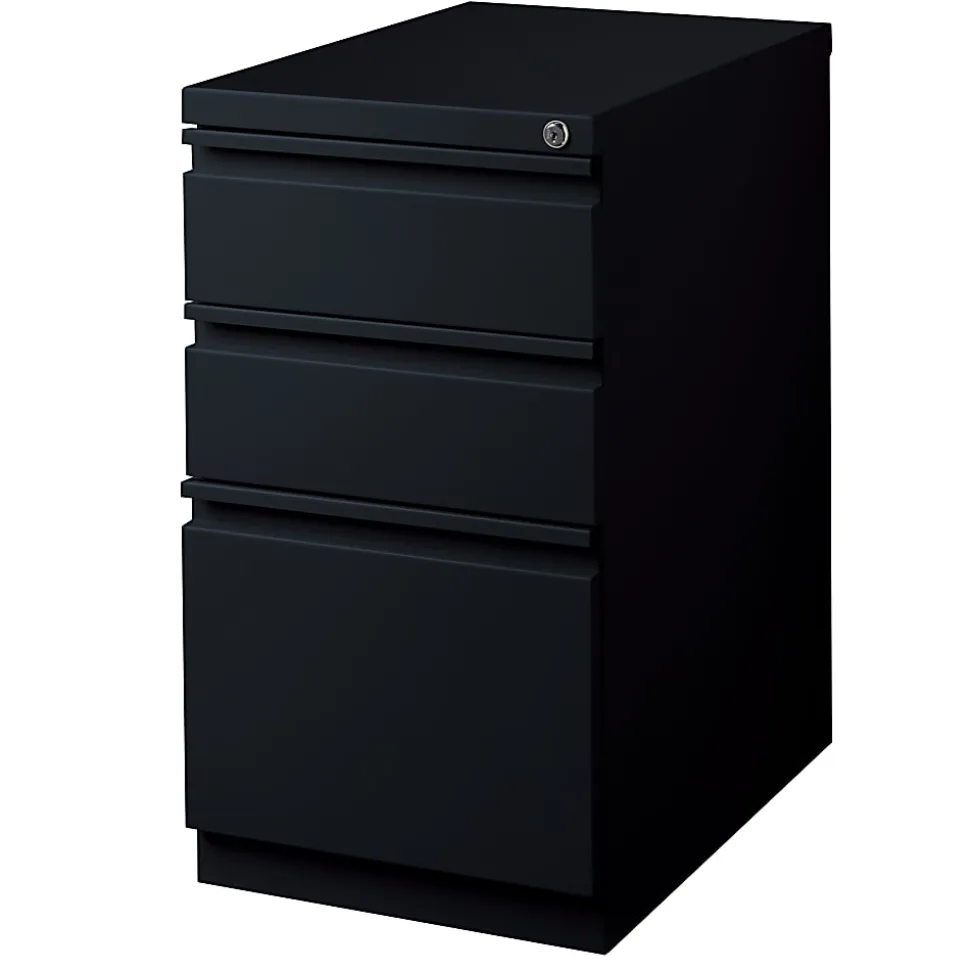 WorkPro 23"D Vertical 3-Drawer Letter-Size Mobile Pedestal File Cabinet, Metal, Black