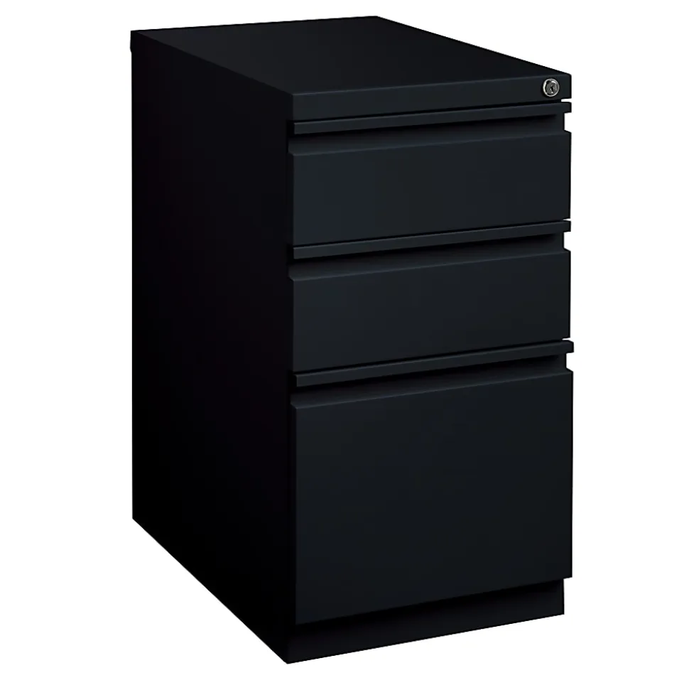 WorkPro 23"D Vertical 3-Drawer Letter-Size Mobile Pedestal File Cabinet, Metal, Black