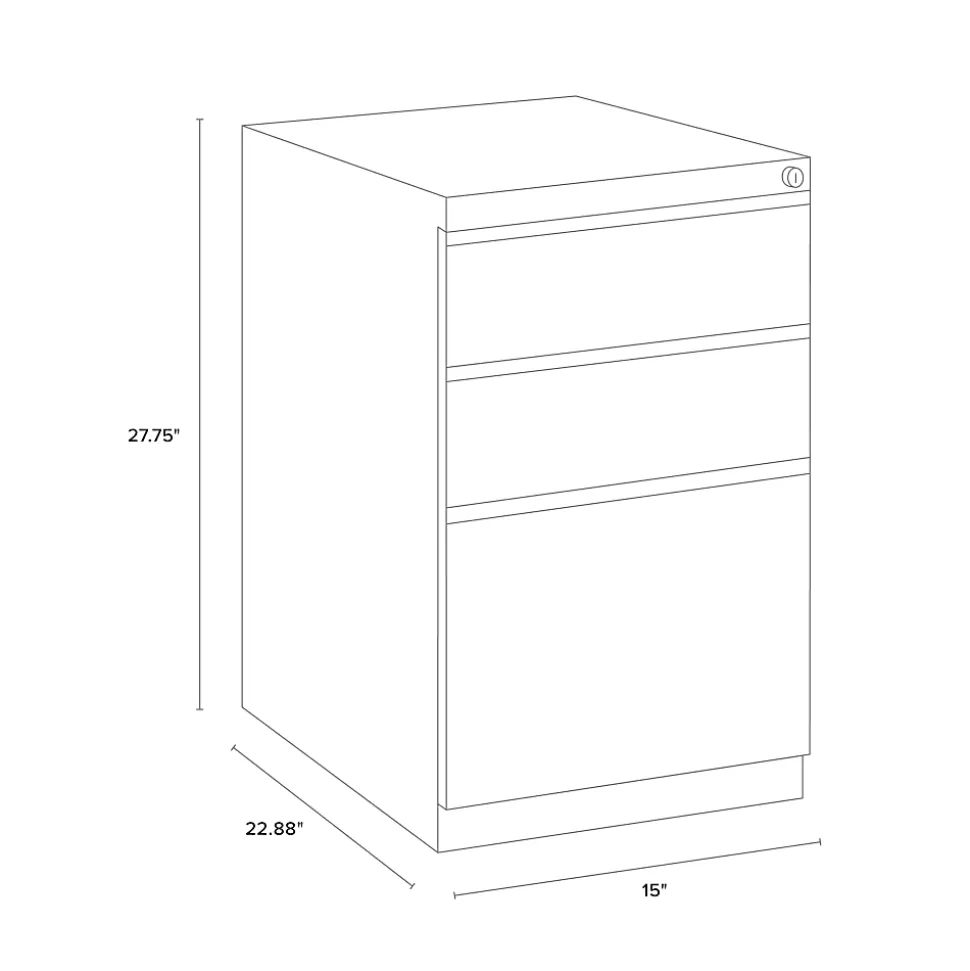 WorkPro 23"D Vertical 3-Drawer Letter-Size Mobile Pedestal File Cabinet, Metal, Black