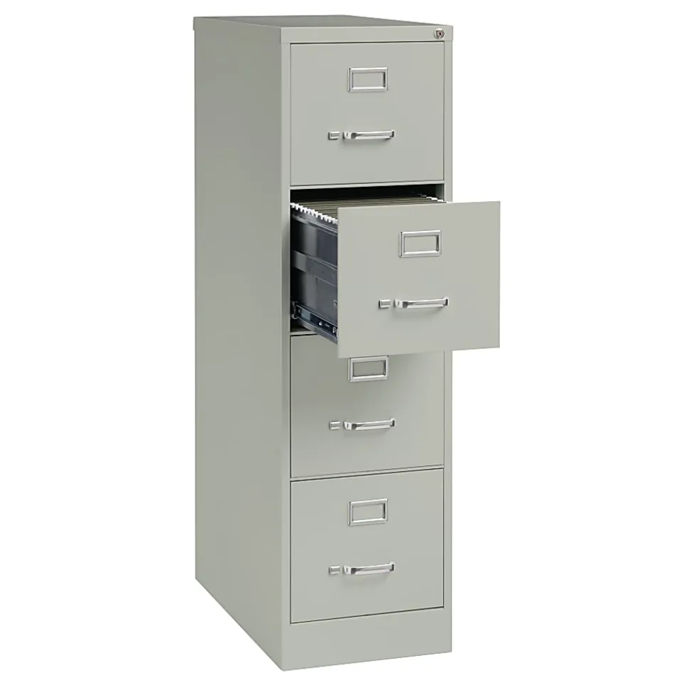 WorkPro® 26-1/2"D Vertical 4-Drawer Letter-Size File Cabinet, Light Gray