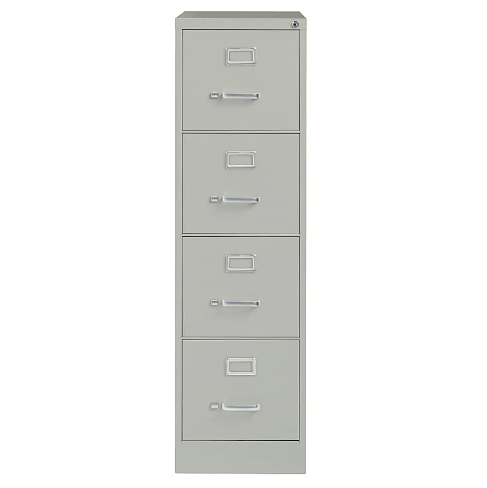WorkPro® 26-1/2"D Vertical 4-Drawer Letter-Size File Cabinet, Light Gray