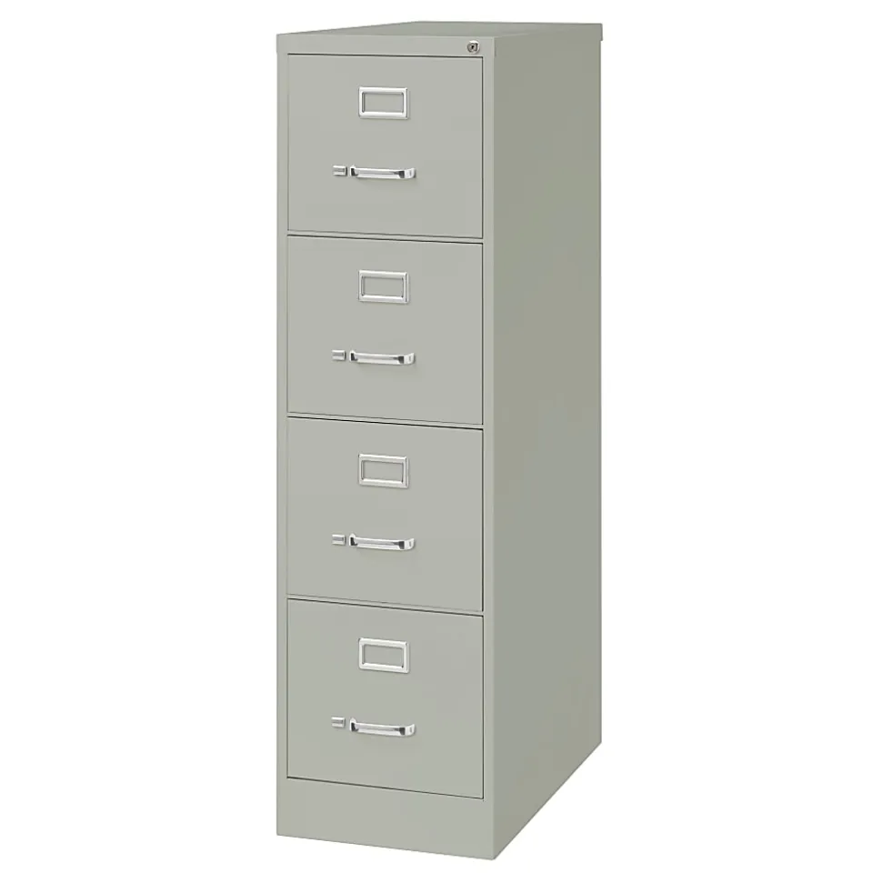 WorkPro® 26-1/2"D Vertical 4-Drawer Letter-Size File Cabinet, Light Gray