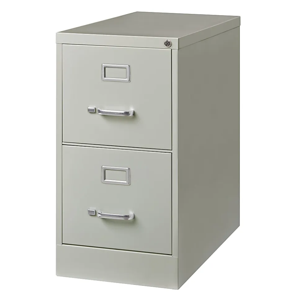WorkPro® 26-1/2"D Vertical 2-Drawer Letter-Size File Cabinet, Light Gray