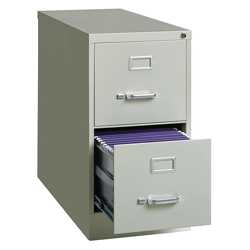 WorkPro® 26-1/2"D Vertical 2-Drawer Letter-Size File Cabinet, Light Gray