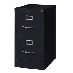 WorkPro 22"D Vertical 2-Drawer Letter-Size File Cabinet, Metal, Black