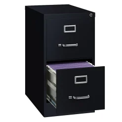WorkPro 22"D Vertical 2-Drawer Letter-Size File Cabinet, Metal, Black