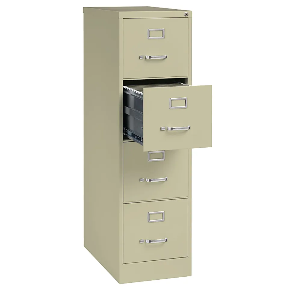 WorkPro® 26-1/2"D Vertical 4-Drawer Letter-Size File Cabinet, Putty