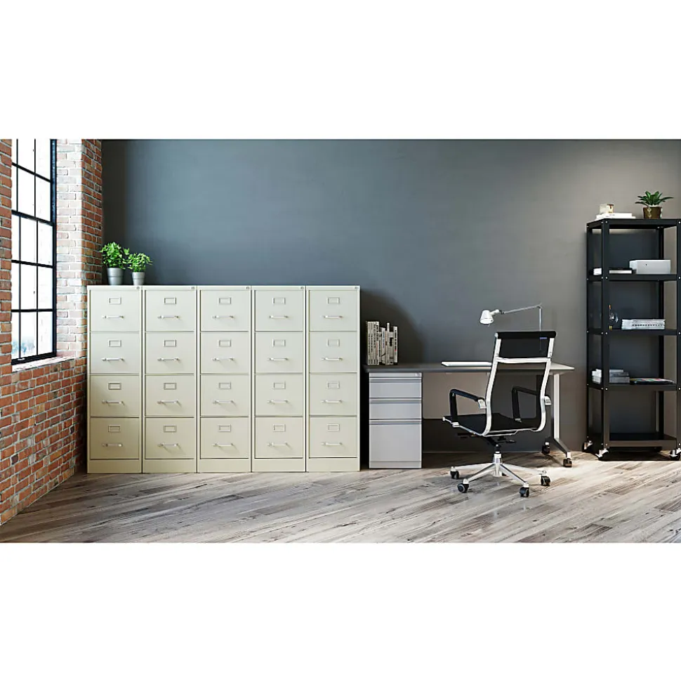 WorkPro® 26-1/2"D Vertical 4-Drawer Letter-Size File Cabinet, Putty