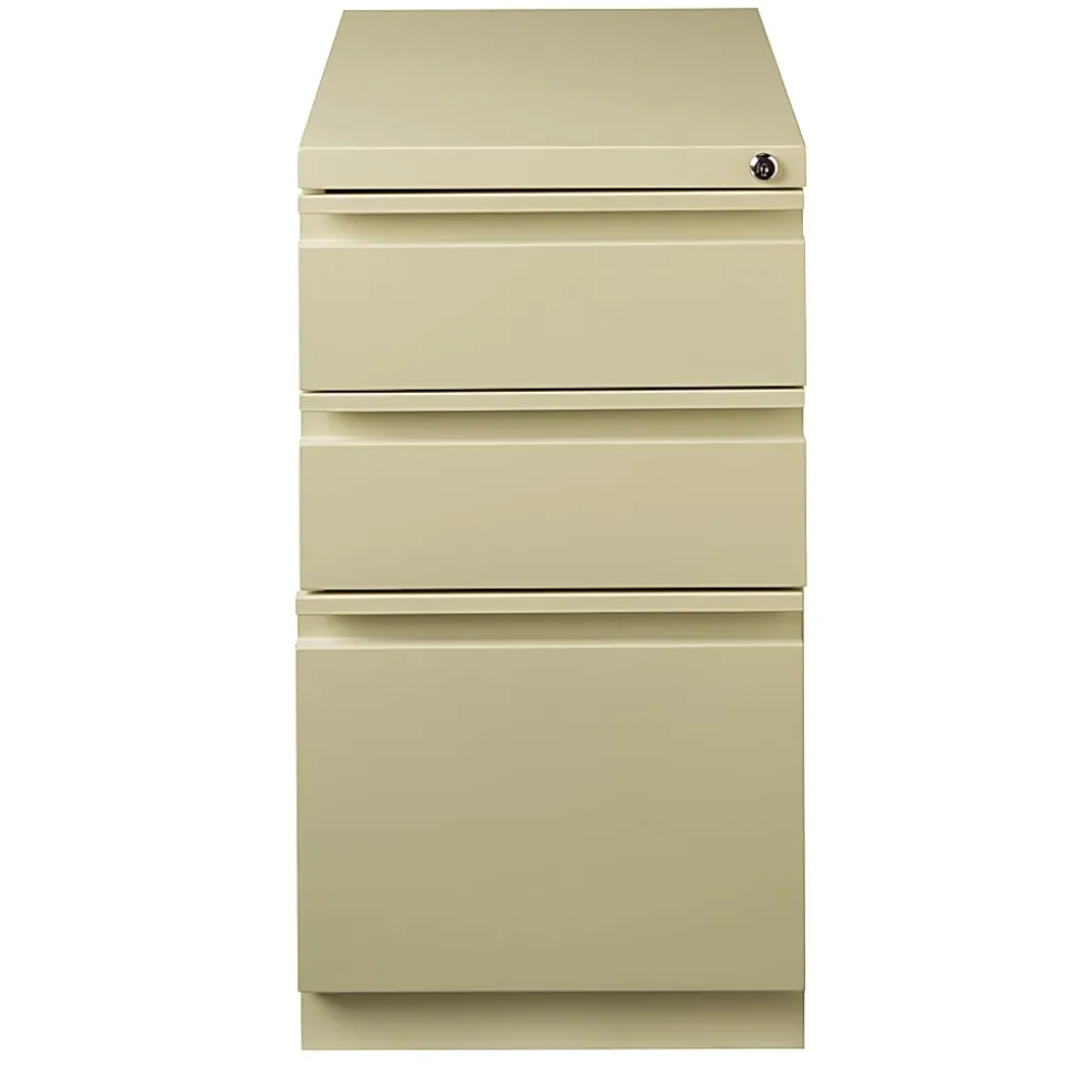 WorkPro 23"D Vertical 3-Drawer Letter-Size Mobile Pedestal File Cabinet, Metal, Putty