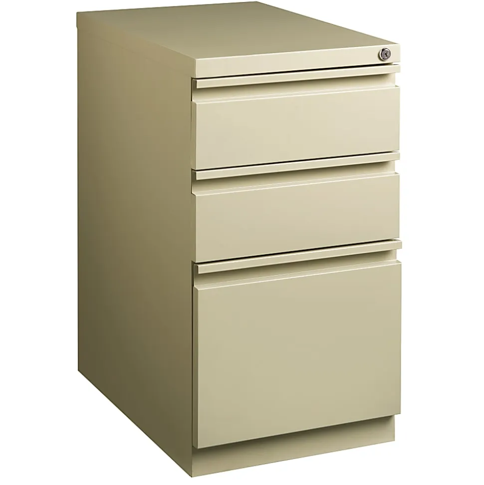 WorkPro 23"D Vertical 3-Drawer Letter-Size Mobile Pedestal File Cabinet, Metal, Putty