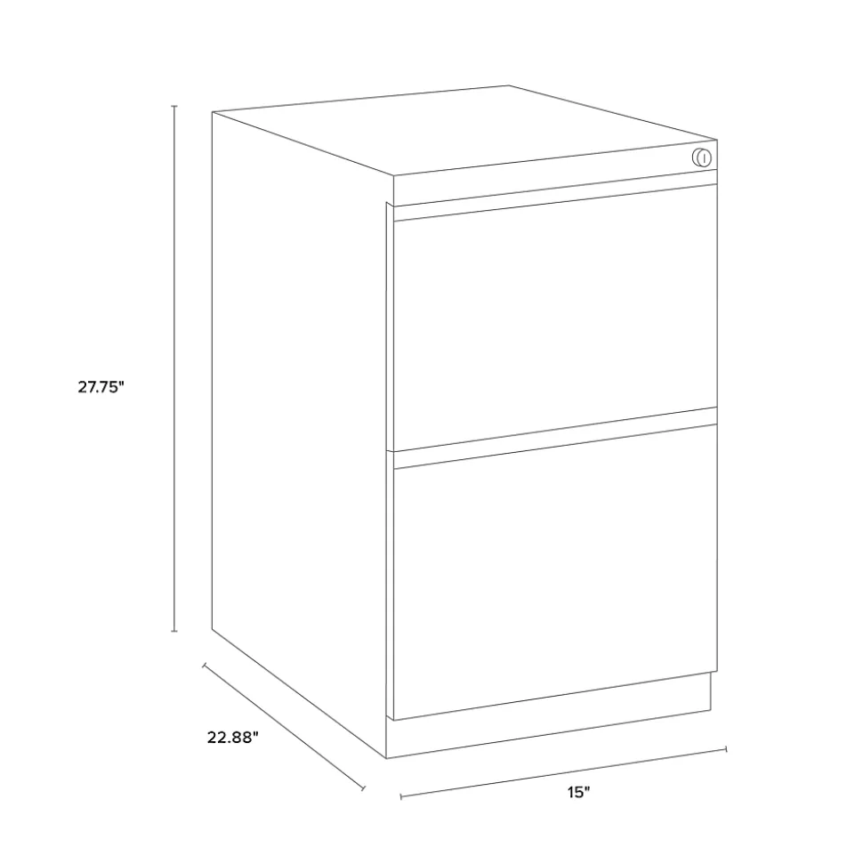 WorkPro® 23"D Vertical 2-Drawer Mobile Pedestal File Cabinet, Black