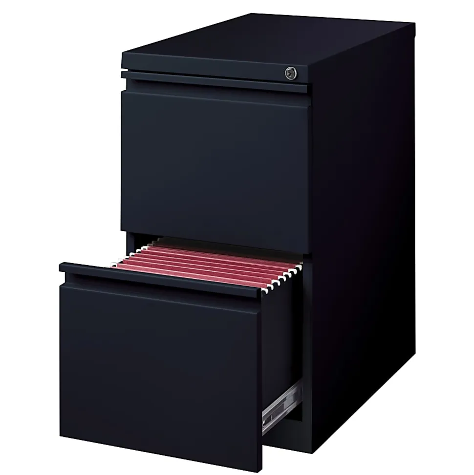 WorkPro® 23"D Vertical 2-Drawer Mobile Pedestal File Cabinet, Black