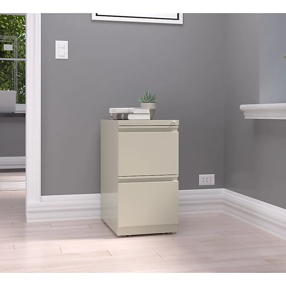 WorkPro® 23"D Vertical 2-Drawer Mobile Pedestal File Cabinet, Putty