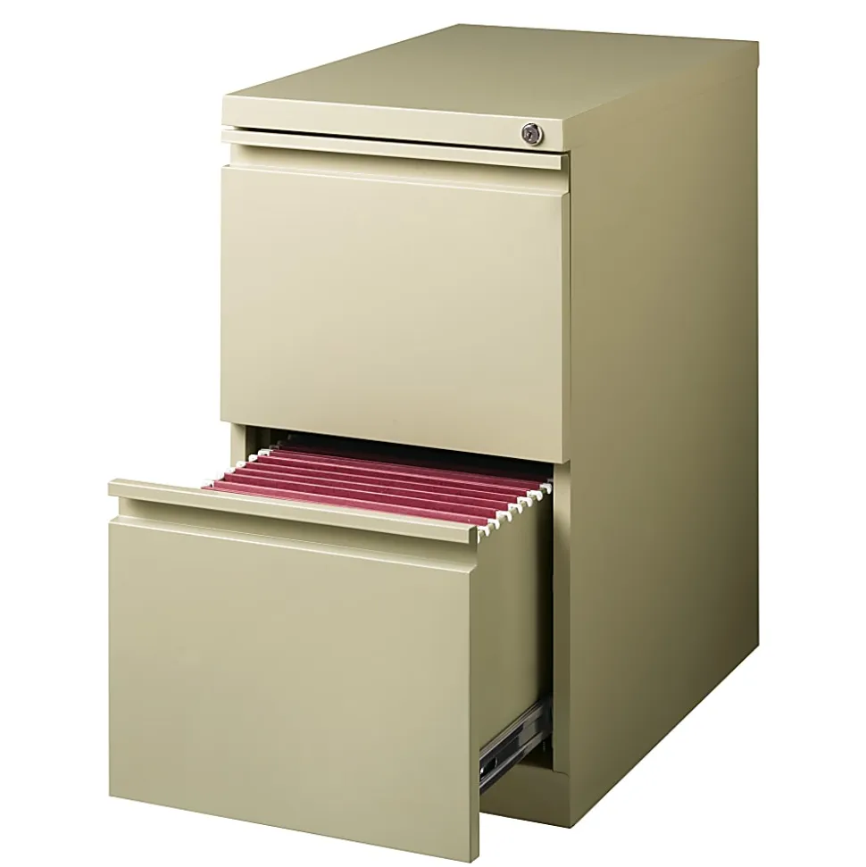 WorkPro® 23"D Vertical 2-Drawer Mobile Pedestal File Cabinet, Putty