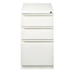 WorkPro® 20”D Vertical 3-Drawer Mobile Pedestal File Cabinet, White