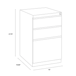 WorkPro® 20”D Vertical 3-Drawer Mobile Pedestal File Cabinet, White