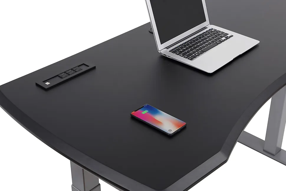 WorkPro® Electric 60"W Height-Adjustable Standing Desk with Wireless Charging, Black