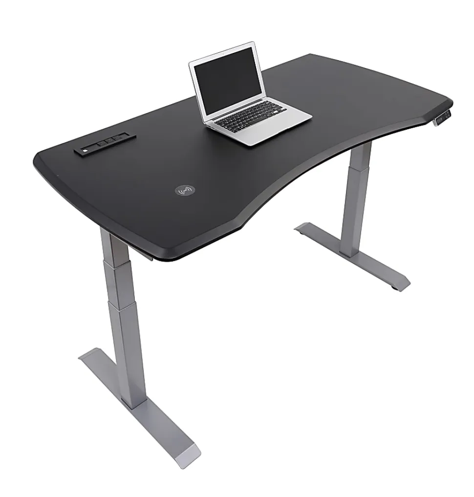 WorkPro® Electric 60"W Height-Adjustable Standing Desk with Wireless Charging, Black