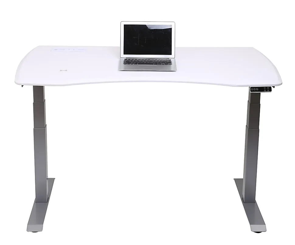 WorkPro® Electric 60"W Height-Adjustable Standing Desk with Wireless Charging, White