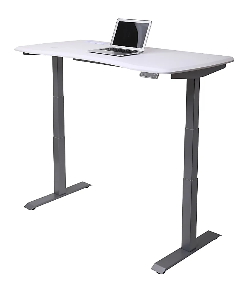 WorkPro® Electric 60"W Height-Adjustable Standing Desk with Wireless Charging, White