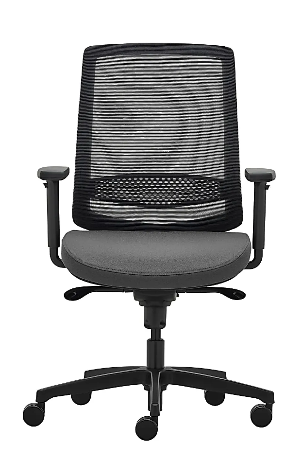 WorkPro® Expanse Series Ergonomic Mesh/Fabric Mid-Back Task Chair, Black/Gray, BIFMA Compliant