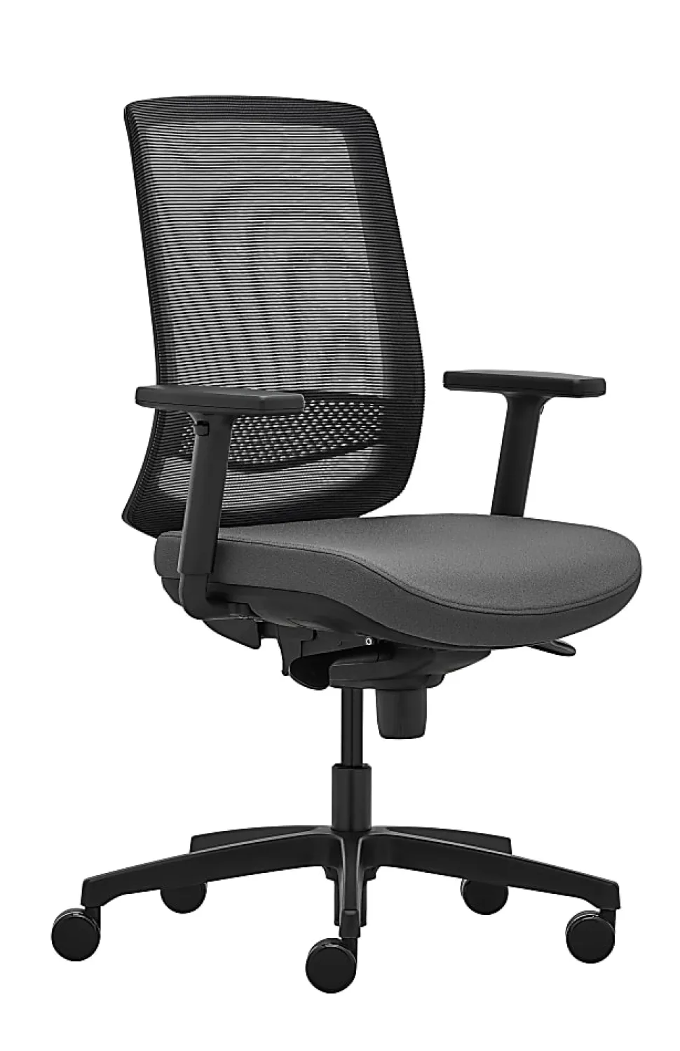 WorkPro® Expanse Series Ergonomic Mesh/Fabric Mid-Back Task Chair, Black/Gray, BIFMA Compliant