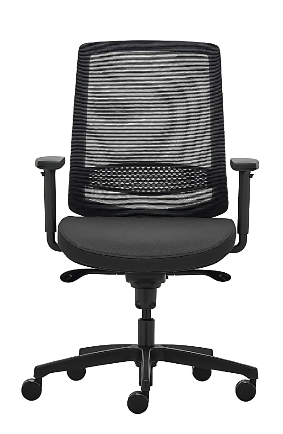 WorkPro® Expanse Series Ergonomic Mesh/Fabric Mid-Back Task Chair, Black/Black