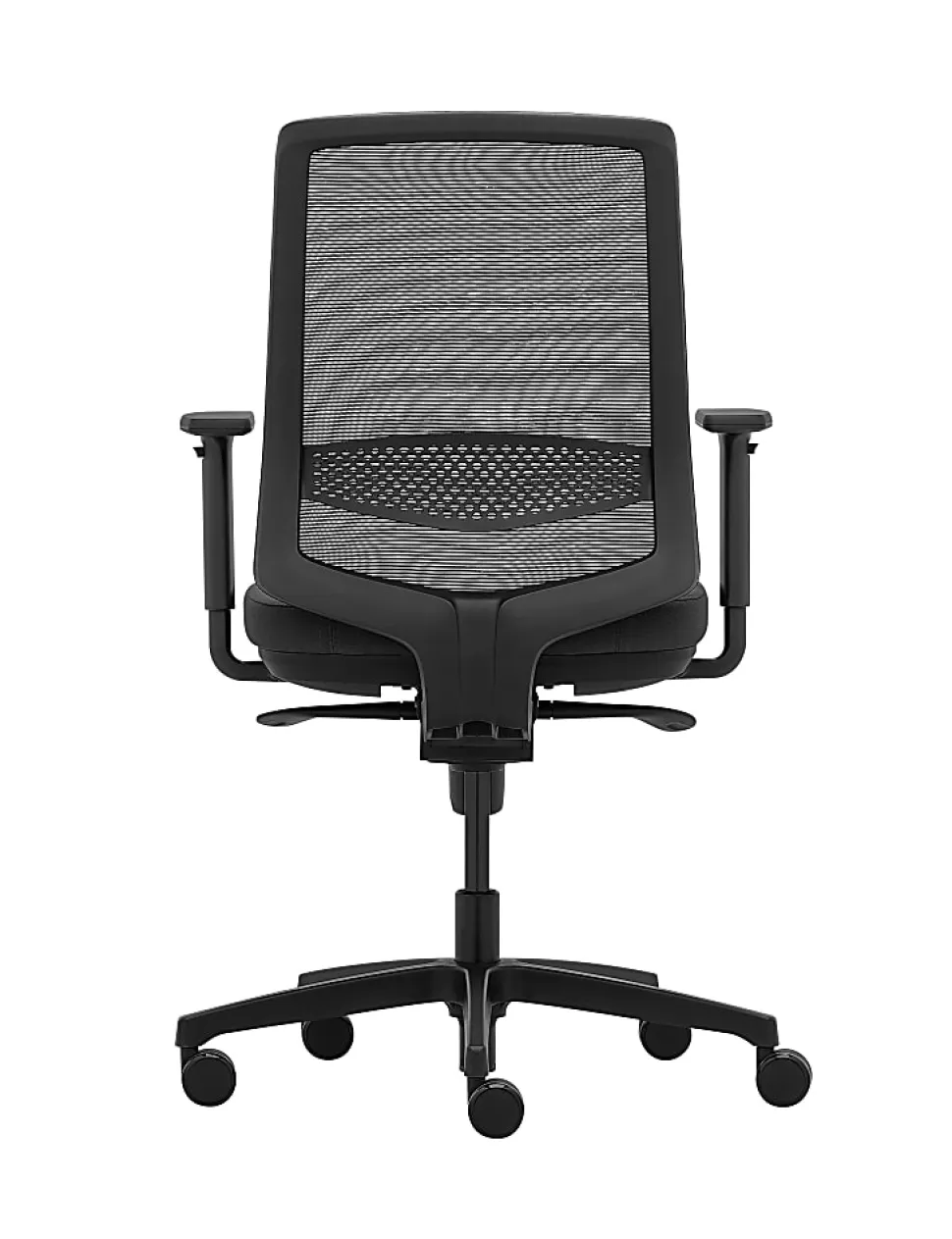WorkPro® Expanse Series Ergonomic Mesh/Fabric Mid-Back Task Chair, Black/Black