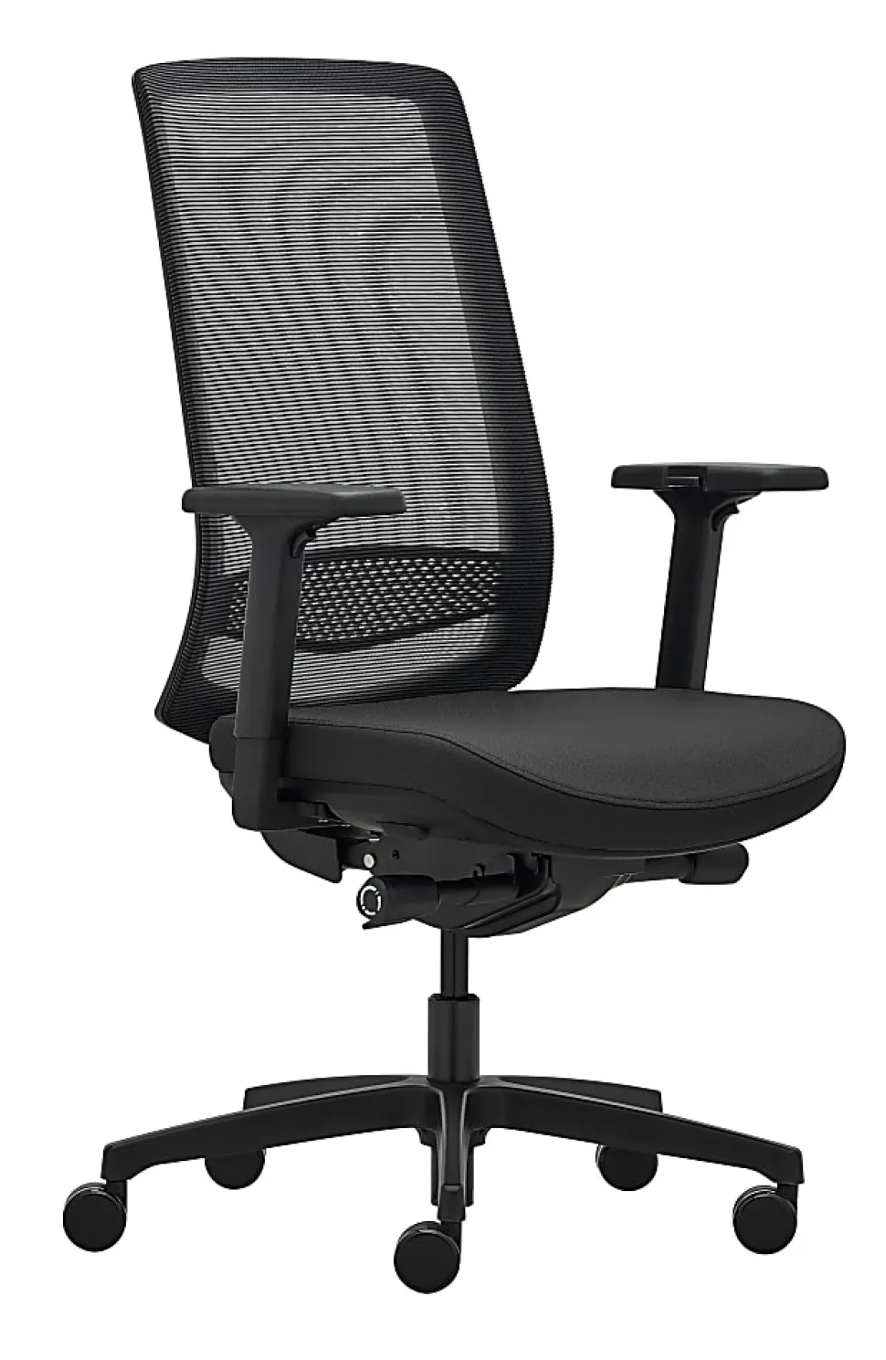 WorkPro® Expanse Series Multifunction Ergonomic Mesh/Fabric High-Back Executive Chair, Black/Black, BIFMA Compliant