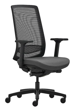 WorkPro® Expanse Series Multifunction Ergonomic Mesh/Fabric High-Back Executive Chair, Black/Gray, BIFMA Compliant