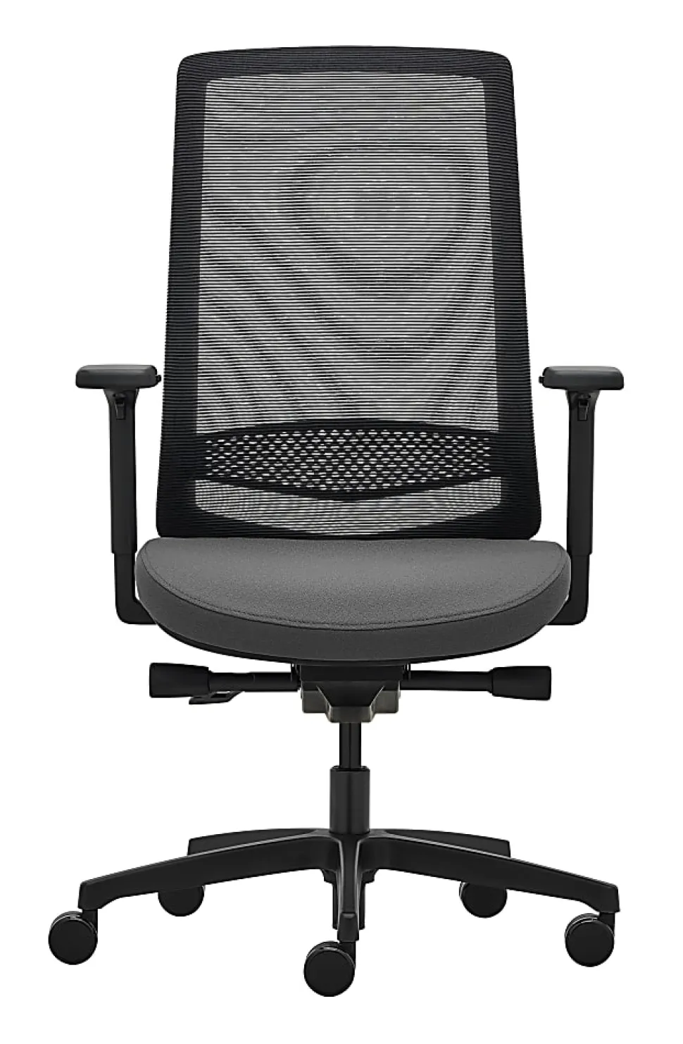 WorkPro® Expanse Series Multifunction Ergonomic Mesh/Fabric High-Back Executive Chair, Black/Gray, BIFMA Compliant