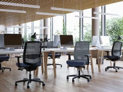 WorkPro® Expanse Series Multifunction Ergonomic Mesh/Fabric High-Back Executive Chair, Black/Gray, BIFMA Compliant