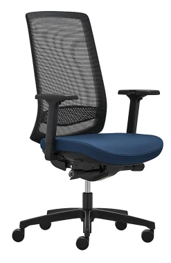 WorkPro® Expanse Series Multifunction Ergonomic Mesh/Fabric High-Back Executive Chair, Black/Blue, BIFMA Compliant