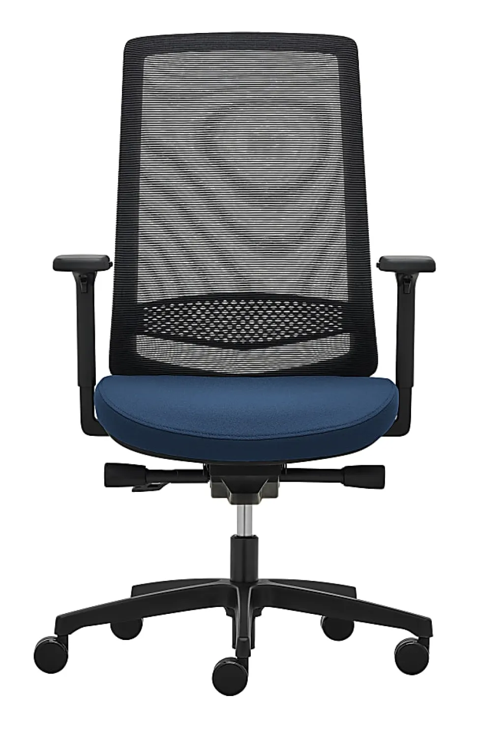 WorkPro® Expanse Series Multifunction Ergonomic Mesh/Fabric High-Back Executive Chair, Black/Blue, BIFMA Compliant
