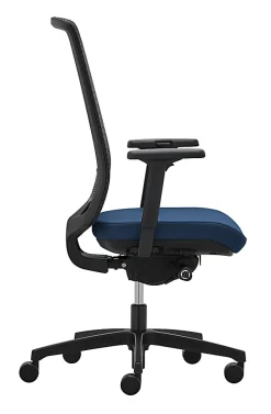 WorkPro® Expanse Series Multifunction Ergonomic Mesh/Fabric High-Back Executive Chair, Black/Blue, BIFMA Compliant
