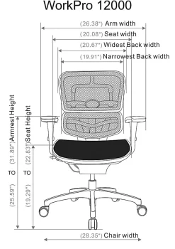 WorkPro® Floor Display 12000 Series Ergonomic Mesh/Fabric High-Back Office Chair, Black/Black, BIFMA Compliant