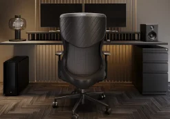 WorkPro® Fortimo Ergonomic Mesh/Vegan Leather High-Back Executive Chair, Black/Black, BIFMA Compliant