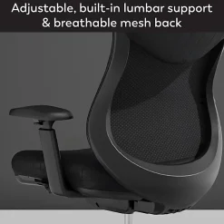 WorkPro® Fortimo Ergonomic Mesh/Vegan Leather High-Back Executive Chair, Black/Black, BIFMA Compliant