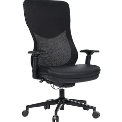 WorkPro® Fortimo Ergonomic Mesh/Vegan Leather High-Back Executive Chair, Black/Black, BIFMA Compliant