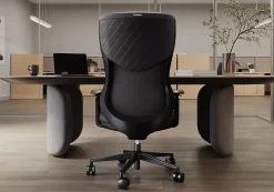 WorkPro® Fortimo Ergonomic Mesh/Vegan Leather High-Back Executive Chair, Black/Black, BIFMA Compliant
